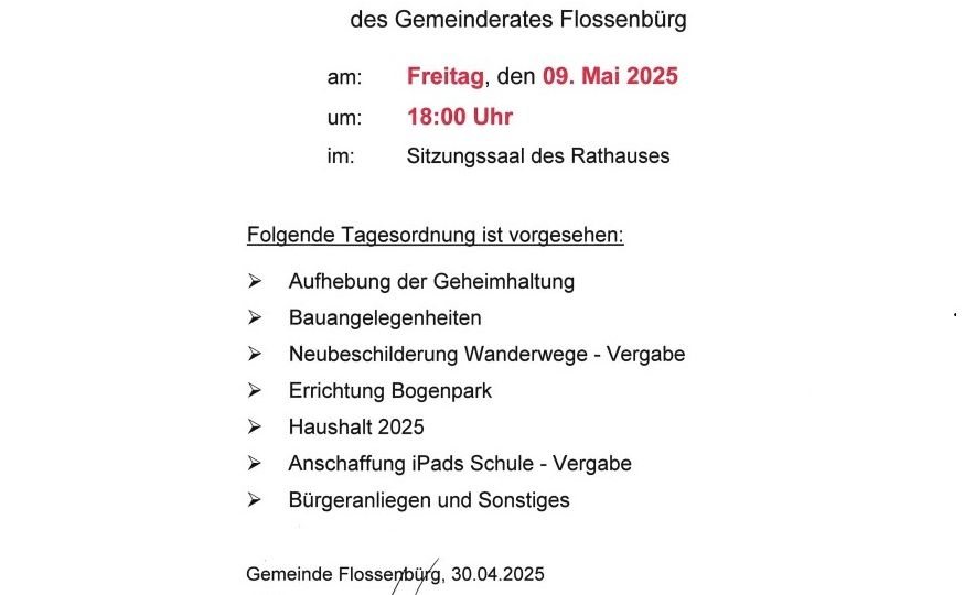 Gemeinderatssitzung Mai 25
