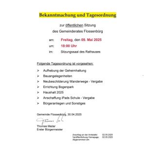 Gemeinderatssitzung Mai 25