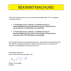 Bekanntmachung 4. Änderungssatzung EWS und WAS