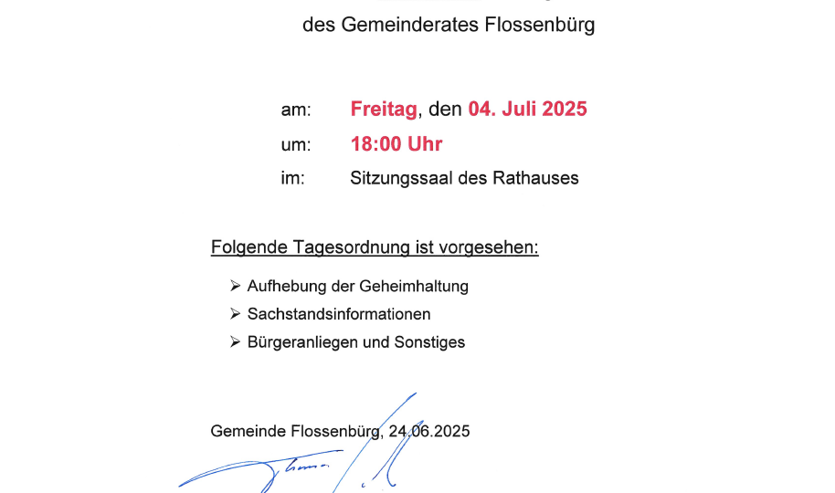 Gemeinderatssitzung Juli 2025