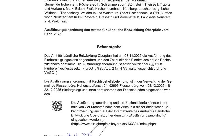 Bekanntgabe Ausführungsanordnung ALE