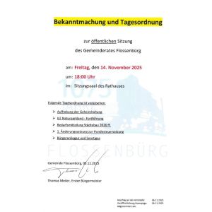Bekanntmachung Gemeinderatssitzung November 2025