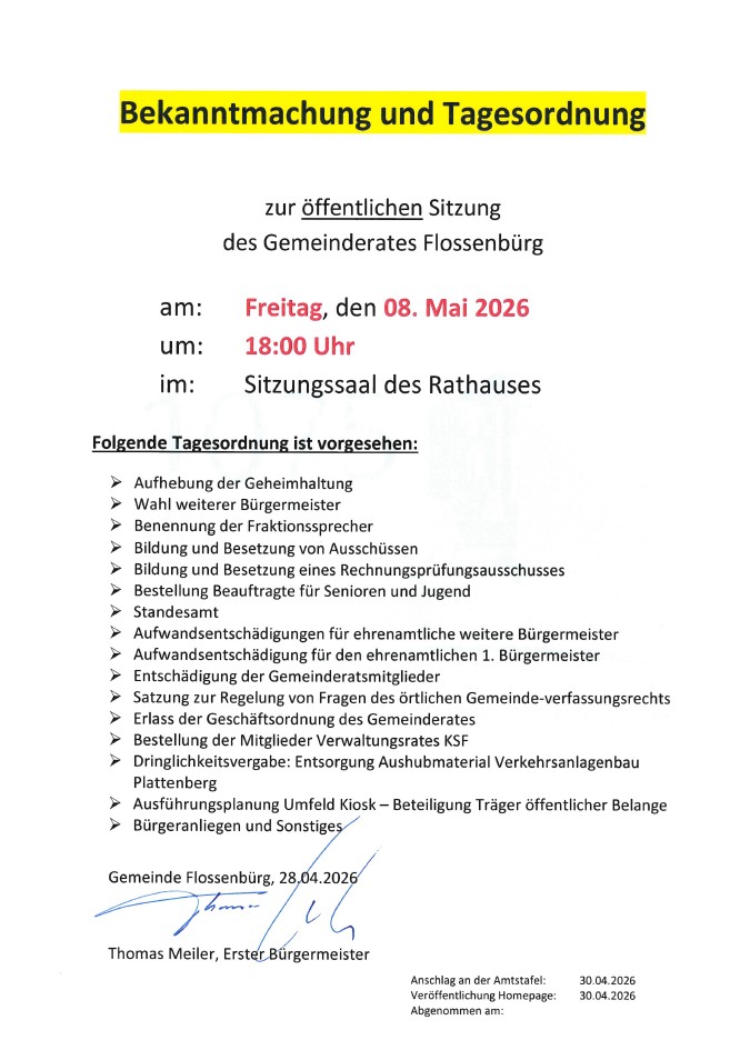 Gemeinderatssitzung Mai 2026