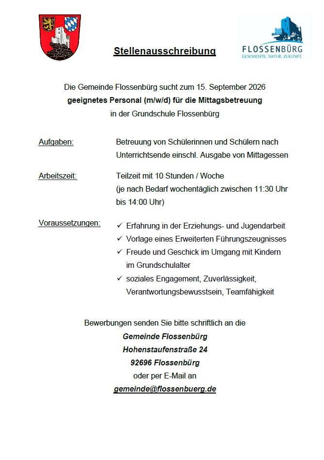 Stellenausschreibung Mittagsbetreuung